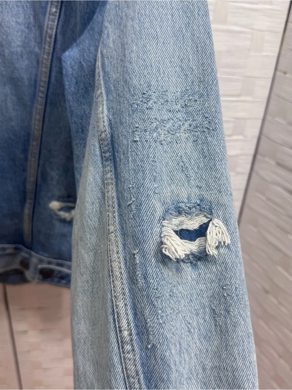 Levi’s Trucker Jean Jacket Upcycled, Distressed, Grunge Size Medium